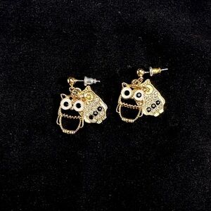 Gold and Black Owl Earrings